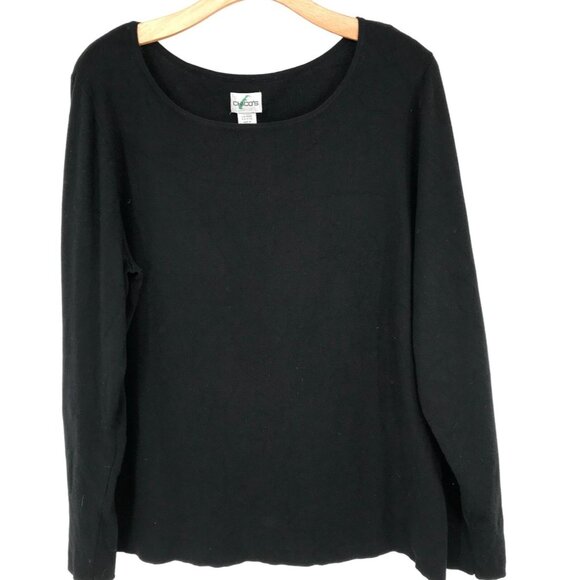 Chico's 3 Black Long Sleeve Top Size XL knit womens - Picture 4 of 8
